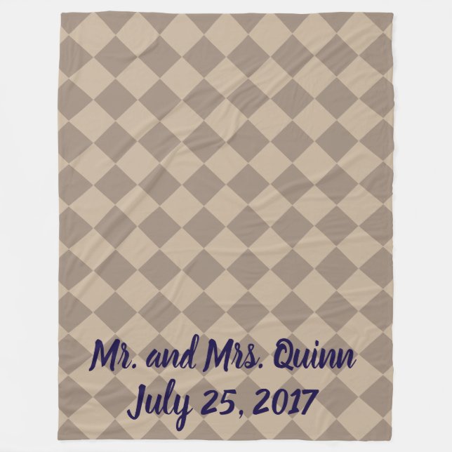 Färgstarka Checkers - Dusty Beige Fleecefilt (Framsidan)