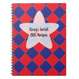 Färgstarka Checkers - Röd, Vit och Blått Anteckningsbok