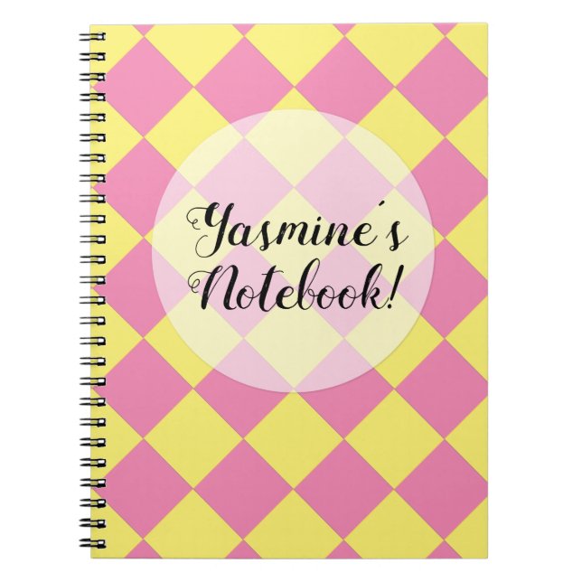 Färgstarka Checkers - Rosa Lemonade Anteckningsbok (Framsidan)