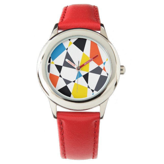 Färgstarka, coola, trendig, moderna geometriska fo armbandsur (Framsida)