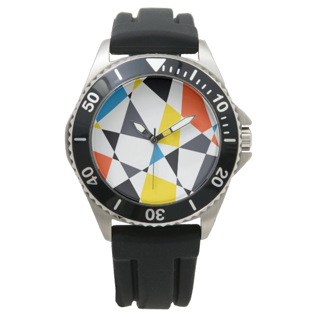 Färgstarka, coola, trendig, moderna geometriska fo armbandsur (Framsida)