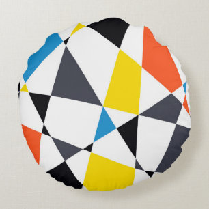 Färgstarka, coola, trendig, moderna geometriska fo rund kudde