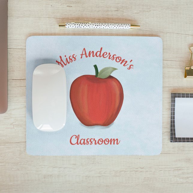 Färgstarka Cute Teacher Apple Classroom Musmatta (Red apple teacher mousepad)