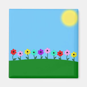 Färgstarka Daisy Bakgrund Magnet