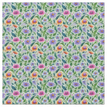 Färgstarka Daisy på Grönt Fabric