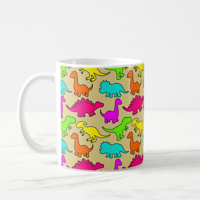 Färgstarka dinosaurier kaffemugg (Vänster)