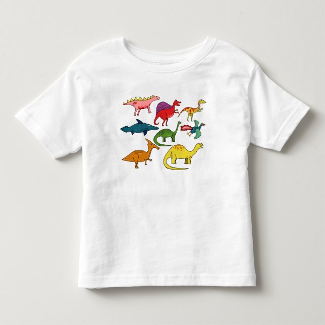 Färgstarka dinosaurier t shirt (Framsida)