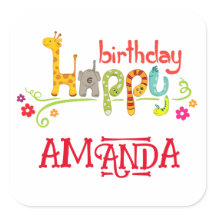 Färgstarka djurtecken Grattis på födelsedagen