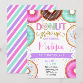Färgstarka donuts-flickor, födelsedagsinbjudan inbjudningar