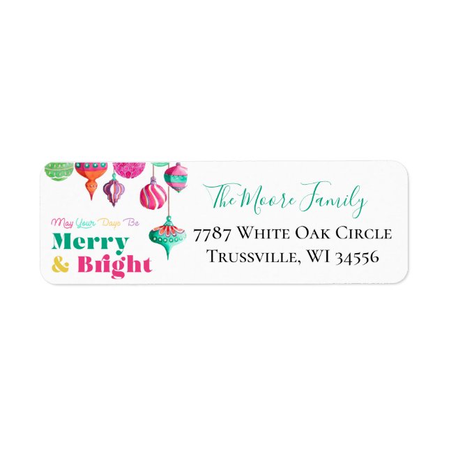Färgstarka etiketter för julretur returadress etikett (Framsidan)
