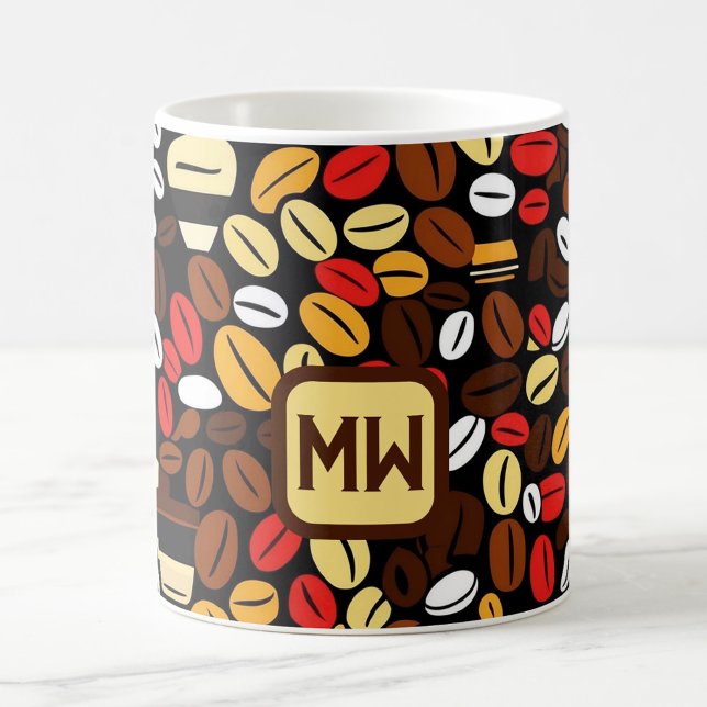 Färgstarka, feta kaffebönor med stort monogram kaffemugg (Skapare uppladdad)