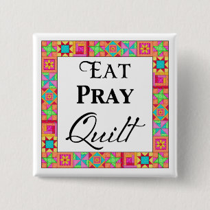 Färgstarka filmblock Gräns Art Eat Pray Quilt Knapp