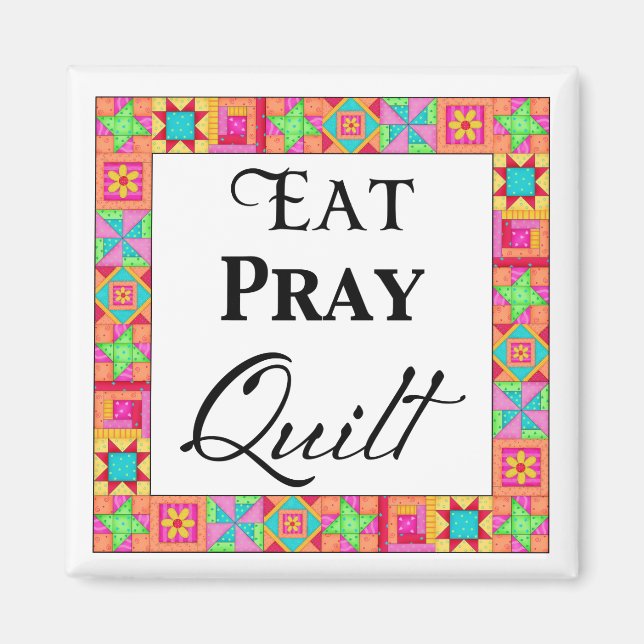 Färgstarka filmblock Gräns Art Eat Pray Quilt Magnet (Framsidan)