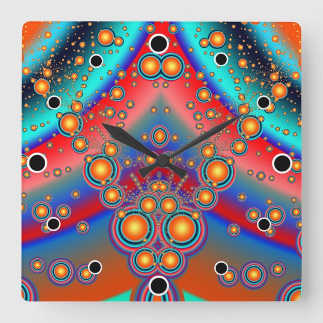 Färgstarka fizzy Bubbles Fyrkantig Klocka (Framsida)