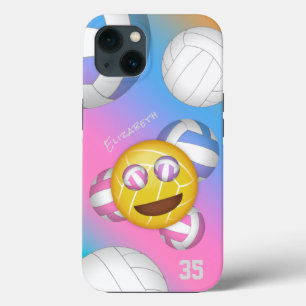 färgstarka flickor volleyball emoji