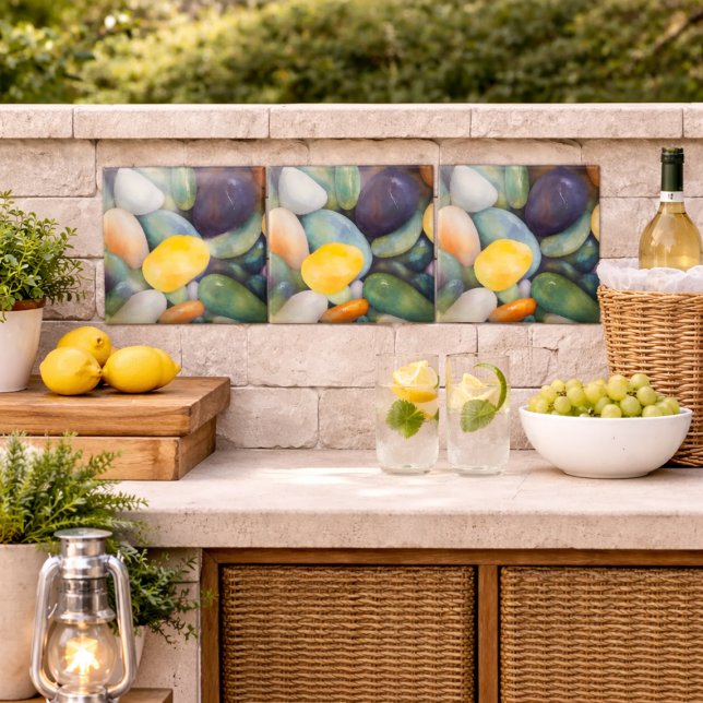 Färgstarka flodstenar Färgfulla Småstarna Vattenfä Kakelplatta (Skapare uppladdad)