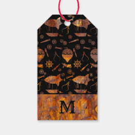 Färgstarka flygplansflygplan med steampunk Monogra Presentetikett