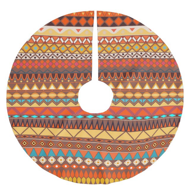 Färgstarka folkstammar, sömlösa mönster. julgransmatta borstad polyester (Framsidan)