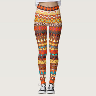 Färgstarka folkstammar, sömlösa mönster. leggings