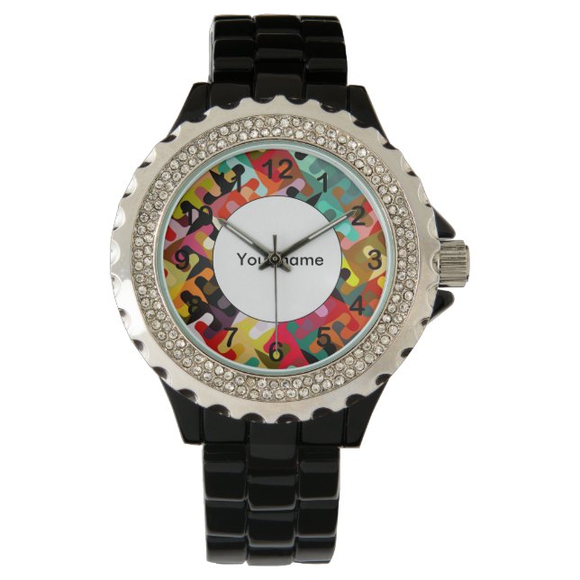 Färgstarka former abstrakt design armbandsur (Framsida)