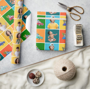 Färgstarka fotoblock Barns-familj jul Presentpapper