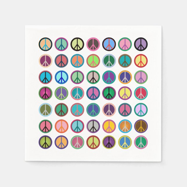 Färgstarka fredssymboler pappersservett (Framsidan)
