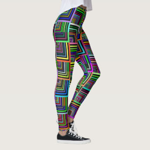 Färgstarka geometriska kopplingar leggings