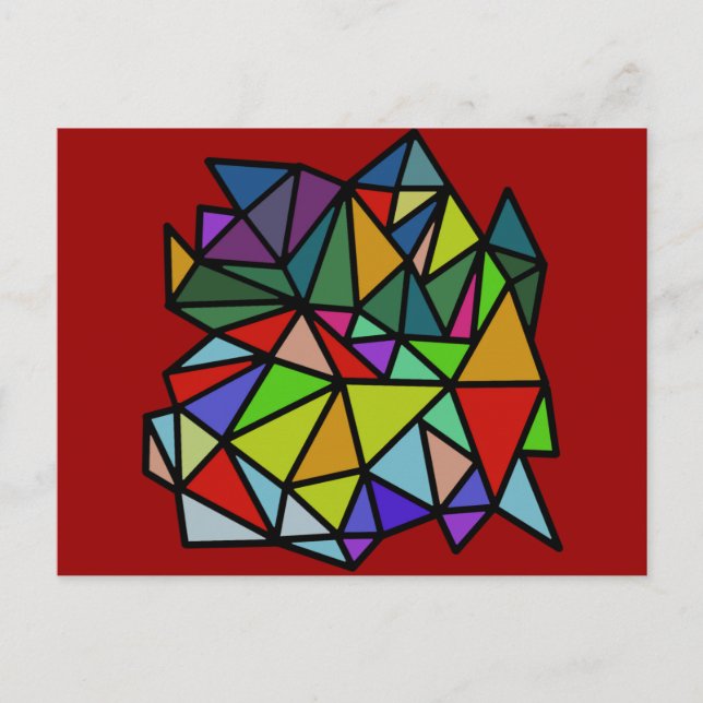 färgstarka geometriska trianglar vykort (Framsida)