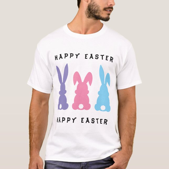 Färgstarka Glad påsk Bunnies T Shirt (Framsida)