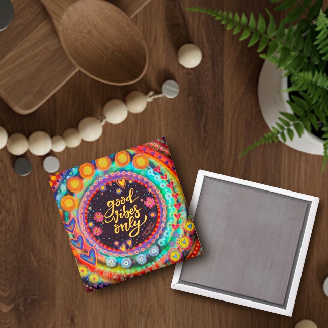 Färgstarka goda vibes Endast uppmuntran av inspiri Magnet (Skapare uppladdad)