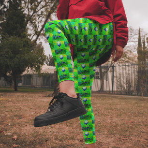 Färgstarka golfbanor Grönt Golfing Leggings