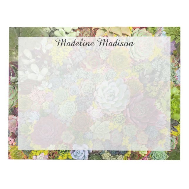 Färgstarka gröna Succulents Anteckningsblock (Framsida)