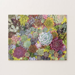 Färgstarka gröna Succulents Pussel