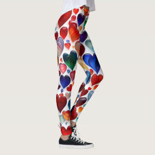 Färgstarka hjärt- tryckta bilder - bekväma och tr leggings
