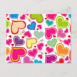 färgstarka hjärtan vykort