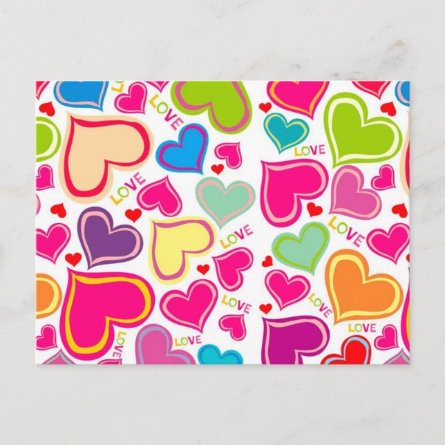 färgstarka hjärtan vykort (Framsida)