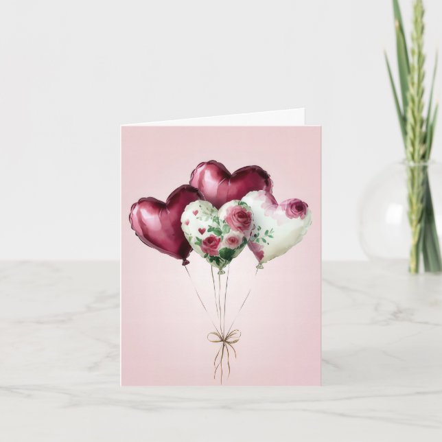 Färgstarka hjärtballonger Alla hjärtans Hälsning Kort (Framsida)