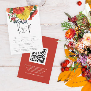 Färgstarka höstkoder QR-Blommigtar Bröllop OSA Kort