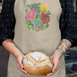färgstarka hungersblommor förkläde<br><div class="desc">Öka din kulinariska eller kreativa upplevelse med den här khaki-apron som är vackert försedd med färgstarka motiv för ungerska blommigtar. Strålande glädje och passion, dess levande mönster och högkvalitativa utformning är perfekt för ert speciella arv tillfälle. Oavsett om du förbereder en familjefäst eller firar kulturella traditioner, ger den här plattan...</div>
