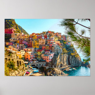 Färgstarka Italiarna för sjöfartshus Poster