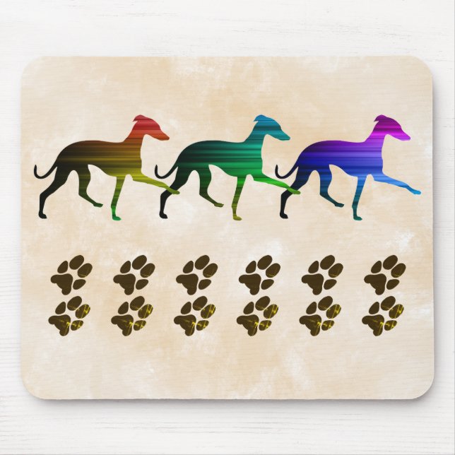 Färgstarka italienska greyhounds musmatta (Framsidan)