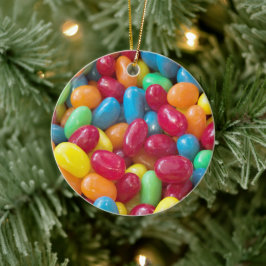 Färgstarka jellybönor julgransprydnad keramik