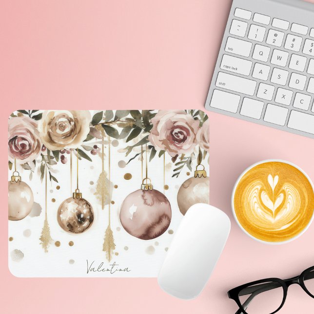 Färgstarka julbalkar med blommor musmatta (Skapare uppladdad)