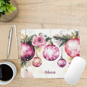 Färgstarka julbalkar med blommor musmatta