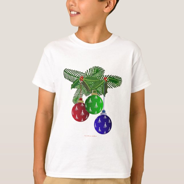 Färgstarka Julgran-dekorationer Tee Shirt (Framsida)