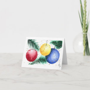 Färgstarka julprydnader, Skriv ut vattenfärg Anteckningskort
