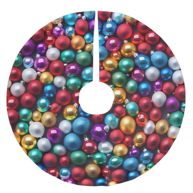 Färgstarka julprydnader vid Boll Julgransmatta Borstad Polyester (Framsidan)