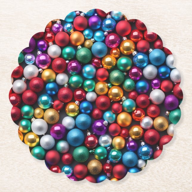 Färgstarka julprydnader vid Boll Underlägg Papper (Framsida)