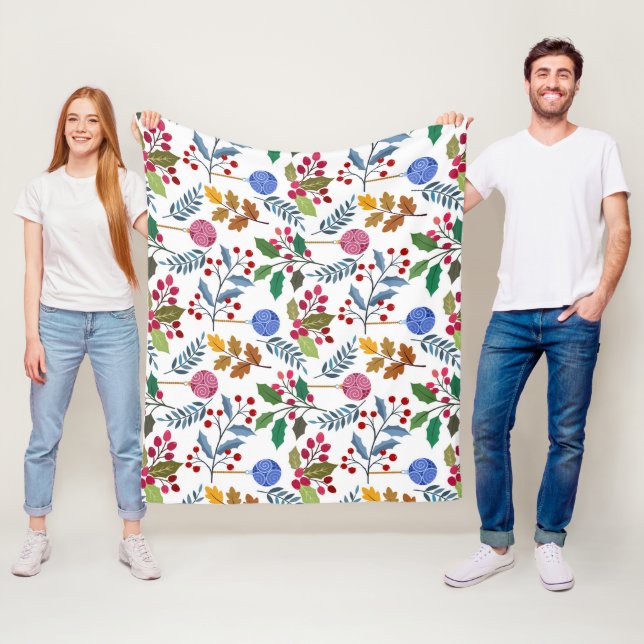 Färgstarka julsymboler mönster fleecefilt (På plats)