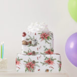 Färgstarka julsymboler mönster presentpapper<br><div class="desc">En färglös samling julsymboler i ett sömlöst mönster med poinsettia,  fåglar osv.</div>